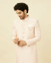 alt message - Manyavar Men Crystal Pink Medallion Patterned Indo Western Set image number 0